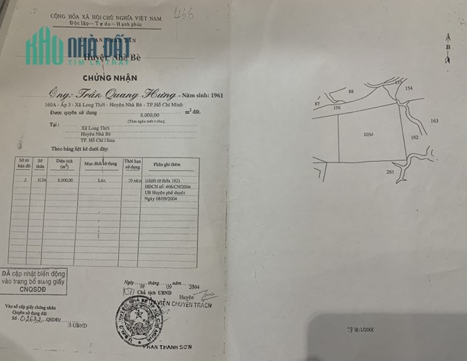 Cần bán nhanh lô đất ở Nhà bè, giá rẻ.