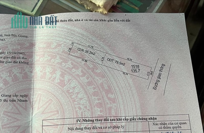 Chính chủ cần bán Lô Đất Thuộc Tổ Dân Phố Minh Phương – Thị Trấn Nham Biền – Yên Dũng – Bắc Giang.