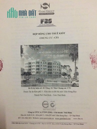 !!CHÍNH CHỦ BÁN KIOT CHUNG CƯ CT1 - KHU ĐÔ THỊ 5 - PHƯỜNG TRẦN HƯNG ĐẠO - TP. THÁI BÌNH