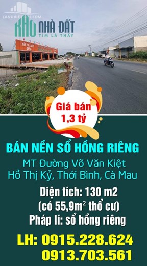 CHÍNH CHỦ BÁN NỀN SỔ HỒNG RIÊNG MT ĐƯỜNG VÕ VĂN KIỆT
