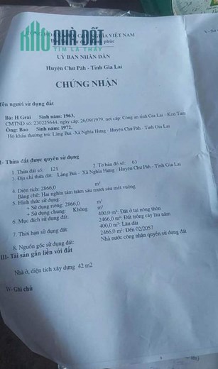 Sở Hữu Ngay LÔ ĐẤT 2 Mặt Tiền Đẹp Tại Quốc Lộ 14 Xã Nghĩa Hưng,  Chư Păh, Gia Lai