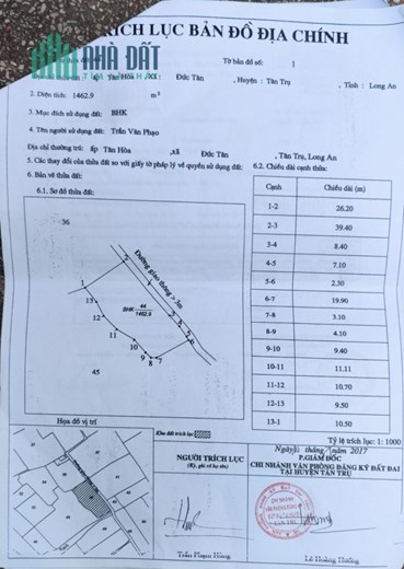 Bán lô đất cây lâu năm Tân Tru đường đan 3m giá 1 tỷ