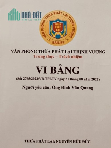CHÍNH CHỦ - VI BẰNG TRÊN ĐẤT THỔ CƯ. LVL P KIỂN NB. 990TR