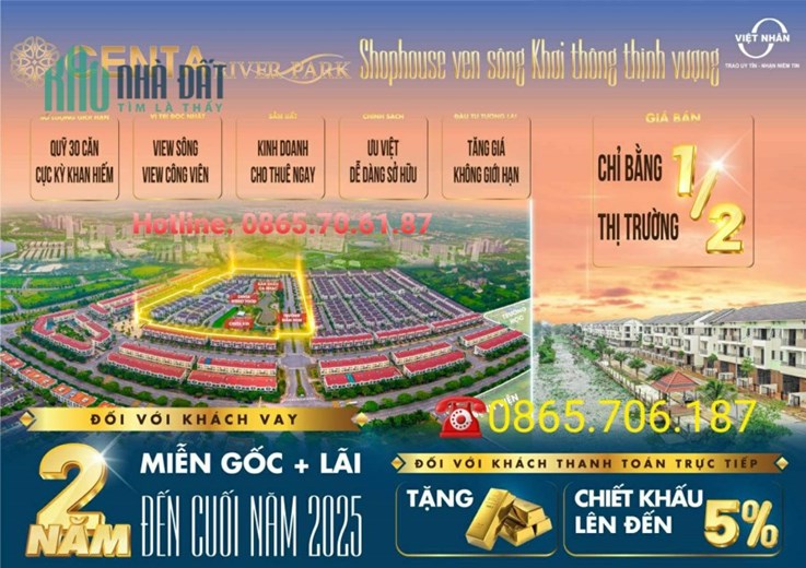 Từ 2,5 tỷ sở hữu ngay SHopHouse Giá GỐC từ CĐT dự án Centa River Park  tại KCN VSIP Bắc Ninh, tiềm
