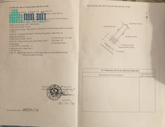 NHÀ BÁN CHÍNH CHỦ - GIÁ TỐT Tại Kiến An - Hải Phòng