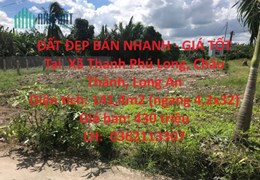 ĐẤT ĐẸP BÁN NHANH - GIÁ TỐT Tại  Xã Thanh Phú Long, Châu Thành, Long An