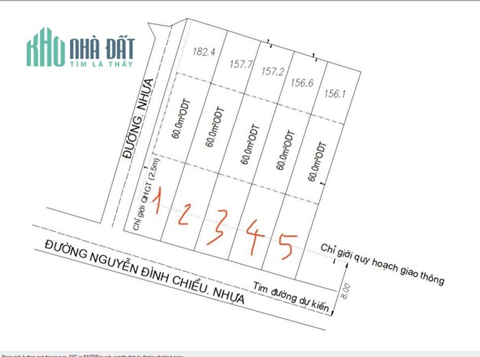 Bán 184,4m2 Đất 2MT Nguyễn Đình Chiểu Dĩ An SHR 5.2 tỷ. Lh:0988952222, 0979109746