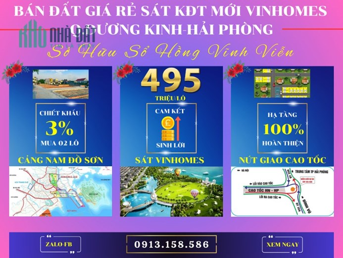Chính chủ bán đất phố giá rẻ trung tâm quận Dương Kinh Hải Phòng sát với QH Vinhomes, giá chỉ