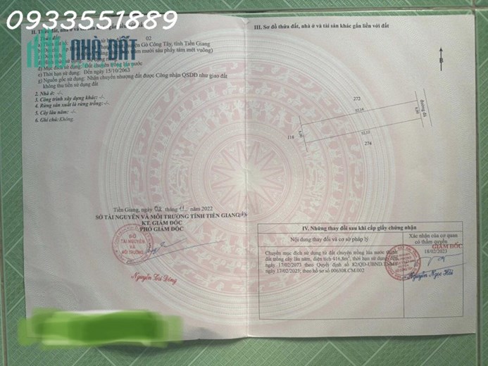 Chính chủ cần bán lô đất thổ cư tại xã Thạnh Nhựt, Gò Công Tây, Tiền Giang