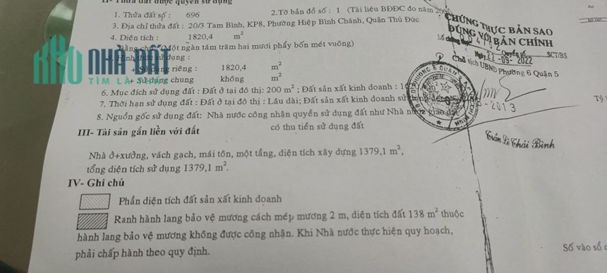 Cần bán văn phòng xưởng diện tích 21x31 tại 20/3 Tam Bình, Hiệp Bình Chánh, TP.Thủ Đức