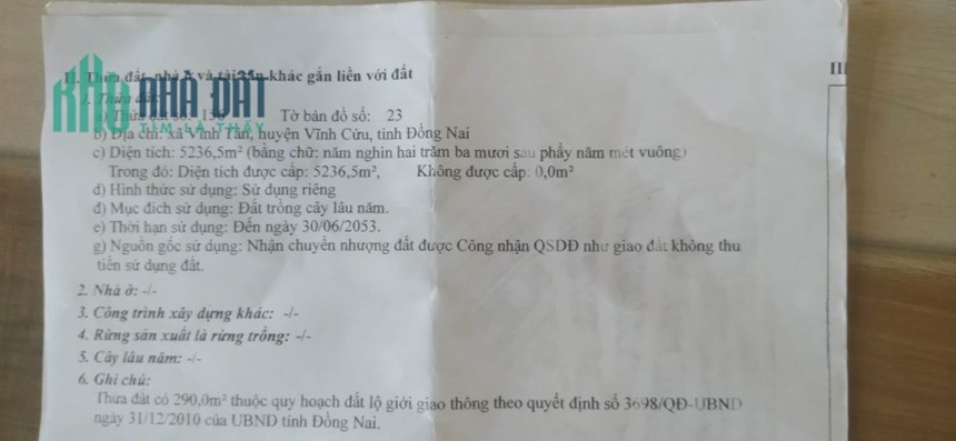 Chính chủ bán gấp đất 2 Mặt Tiền đường nhựa Liên Xã Vĩnh Tân, giá nào cũng bán 0974 328 179