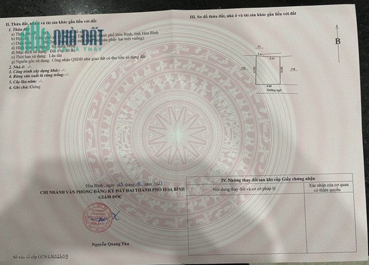 Chính chủ cần bán nhanh Lô Đất Thuộc Tổ Dân Phố Số 17 – Phường Tân Thịnh – TP Hoà Bình – Hoà Bình.