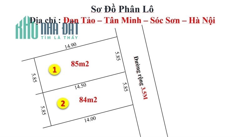 Chính chủ cần bán 85m² tại Đan Tảo - Tân Minh - Sóc Sơn - HN. Giá chỉ 9. Xtr/m². Ô tô vào đất