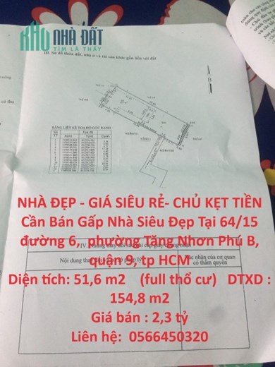 NHÀ ĐẸP - GIÁ SIÊU RẺ- CHỦ KẸT TIỀN Cần Bán Gấp Nhà Siêu Đẹp Tại Quận 9