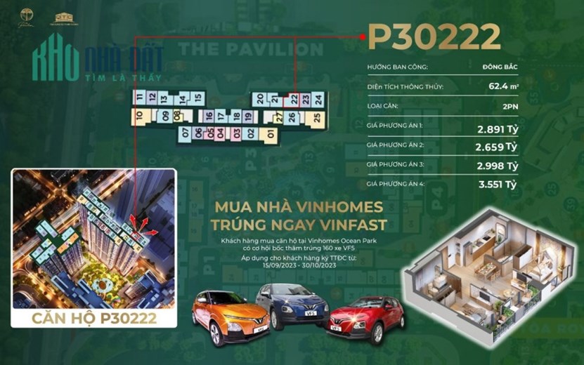 Bán ngay căn hộ 2PN Pavilion Premium Vinhomes Ocean Park Gia Lâm, Hà Nội
