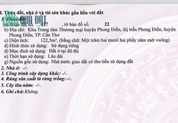 Cần bán nền trung tâm huyện Phong Điền 122.5m SHR 2,95 tỷ. Lh:0909020397