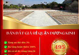 Bán đất cạnh Vinhomes Dương Kinh, gần khu công nghiệp Đồ Sơn giá 495 triệu/ lô