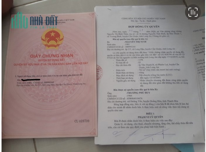 CẦN BÁN 762M2 ĐẤT GIÁ RẺ XÃ PHƯỚC LAI, HUYỆN CẦN GIUỘC, TỈNH LONG AN