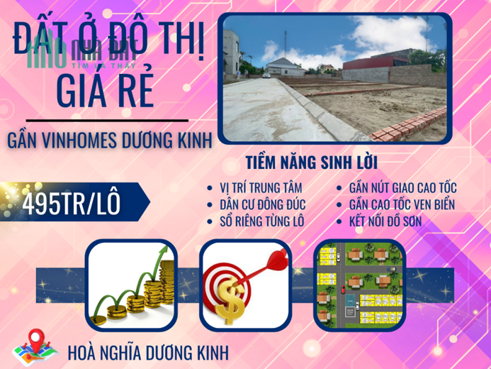 Gia đình cần bán 3 lô đất liền kề tại trung tâm phường Hoà Nghĩa quận Dương Kinh