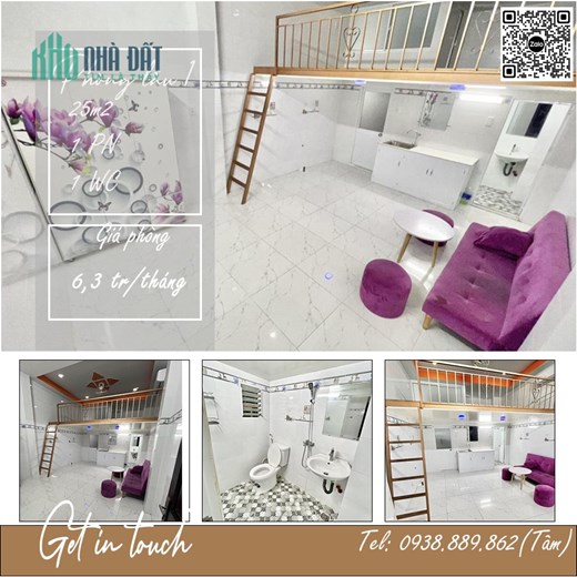 Phòng Bùi Đình Túy Full nội thất 25m2 có gác xếp
