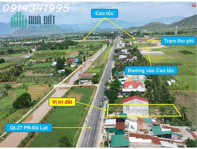 Mặt QL27 (PR - Đà Lạt); 200m tới cao tốc, DT 20x50m, sân bay Thành Sơn 5km, cách biển 12Km