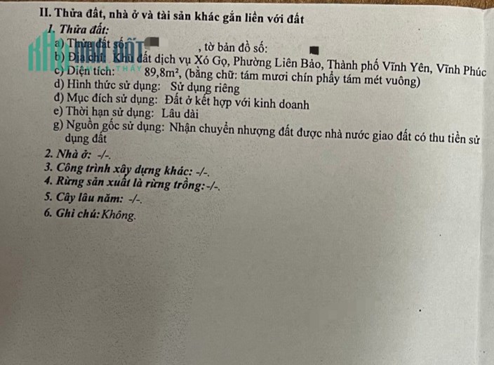 Bán nhà cấp 4, Nguyễn Tất Thành, Liên Bảo, Vĩnh Yên. DT 90m2