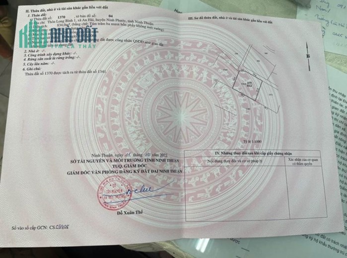 Chính chủ cần bán nhanh lô đất thuộc Thôn Long Bình 1 – Xã  An Hải – Huyện Ninh Phước – Tỉnh Ninh