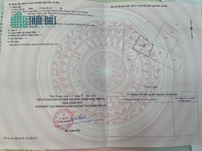 Chính chủ cần bán nhanh lô đất thuộc Thôn Long Bình 1 – Xã  An Hải – Huyện Ninh Phước – Tỉnh Ninh