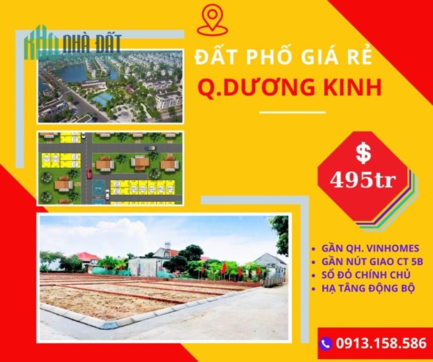 CẦN TIỀN BÁN 2 LÔ ĐẤT LIỀN KỀ TRUNG TÂM QUẬN DƯƠNG KINH HP. GIÁ 495TR/LÔ