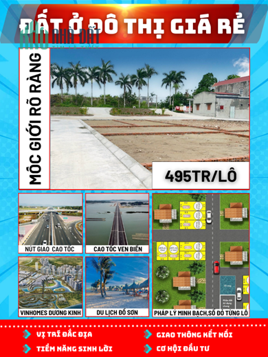 🎩 Do không sử dụng đến nên nhà em bán 3 lô đất liền kề gần chợ Hoà nghĩa sát Vinhomes Dương Kinh