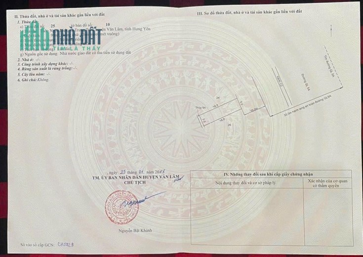 Bán đất QL 5A hướng Hà Nội - Hải Phòng gần gà Mạnh Hoạch thuộc thôn Ngọc Lịch - Trưng Trắc - Văn Lâm