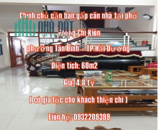 Chính chủ cần bán gấp căn nhà tại phố Phùng Chí Kiên, phường Tân Bình, TPHải Dương.