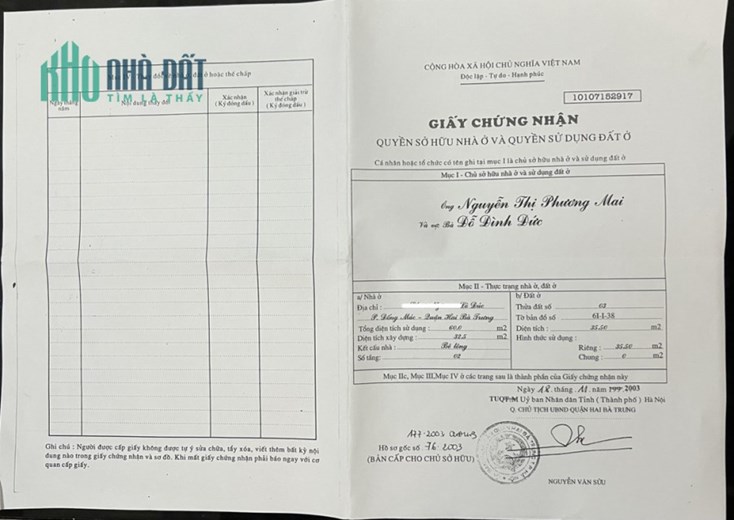 Chính chủ gia đình cần bán nhà tại Phố Lò Đúc (P. Đống Mác) Hai Bà Trưng, Hà Nội