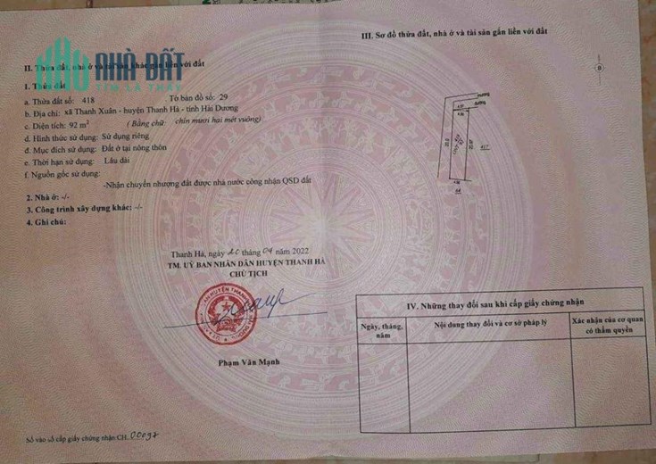 GIÁ TỐT - CHÍNH CHỦ Cần Bán Nhanh Lô Đất  Vị Trí Đẹp Tại THANH HÀ - HẢI DƯƠNG