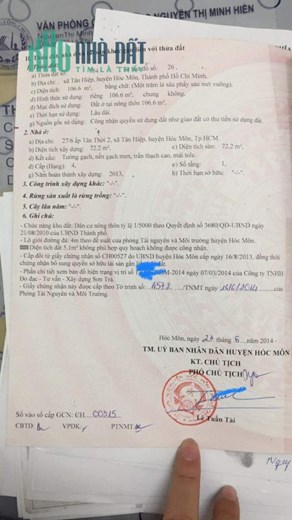 CHÍNH CHỦ Cần Bán Nhanh Căn Nhà  Vị Trí Đẹp Tại huyện Hóc Môn, TPHCM