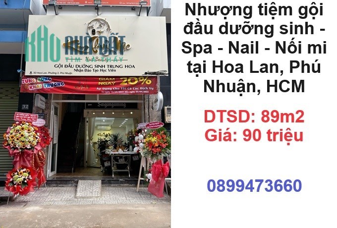 ✨Nhượng tiệm gội đầu dưỡng sinh - Spa - Nail - Nối mi tại Hoa Lan, Phú Nhuận; 0899473660
