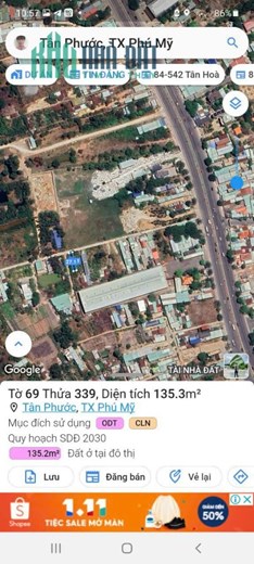 chính chủ bán đất Đường QL 51-Thị xã Phú Mỹ -Giá Dưới 2 Tỷ ,LH 0966943807