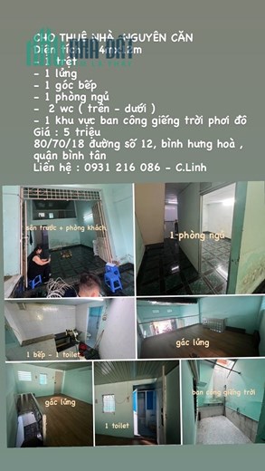 Chính chủ Cho thuê nhà nguyên căn 80/70/18 đường số 2, Bình Hưng Hoà A, Quận Bình Tân