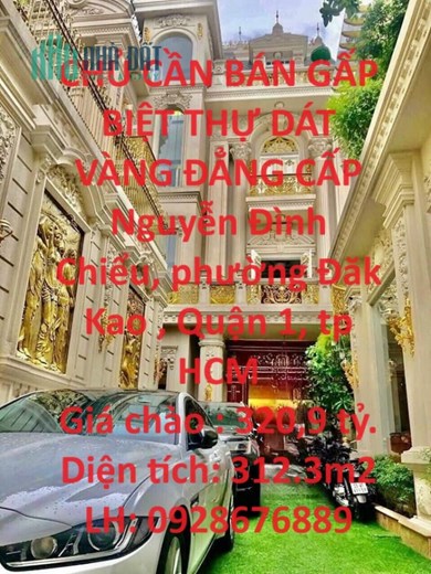 CHỦ CẦN BÁN GẤP BIỆT THỰ DÁT VÀNG ĐẲNG CẤP Ngay Trung Tâm Quận 1
