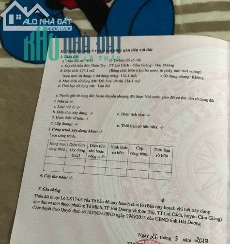 Chính chủ cần bán lô đất tại khu đô thị Ford Tứ Minh, TP Hải Dương