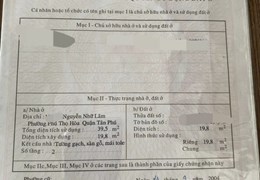 Nhà Bán Nguyễn Nhữ Lãm, P.Phú Thọ Hoà , Q.Tân Phú