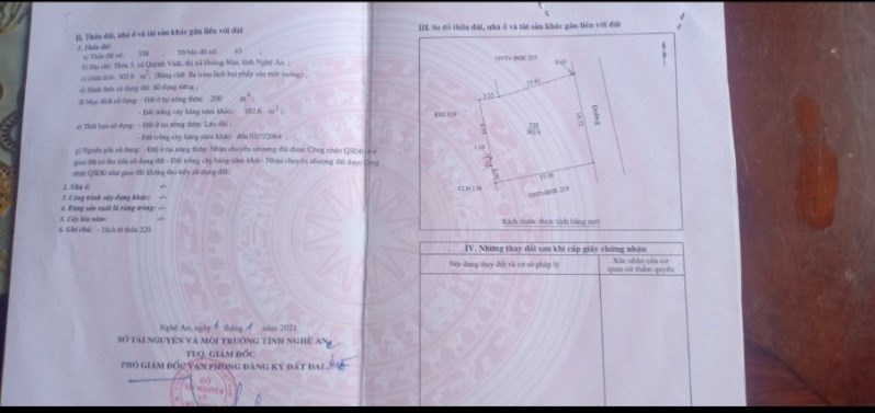 Chính chủ cần bán đất điạ chỉ: Thôn 7 xã Quỳnh Vinh, Thị xã Hoàng Mai, tỉnh Nghệ An