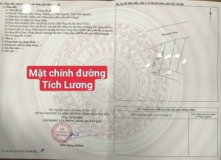 CẦN BÁN LÔ ĐẤT ĐẸP TẠI TỔ 3 PHƯỜNG TÍCH LƯƠNG TP THÁI NGUYÊN