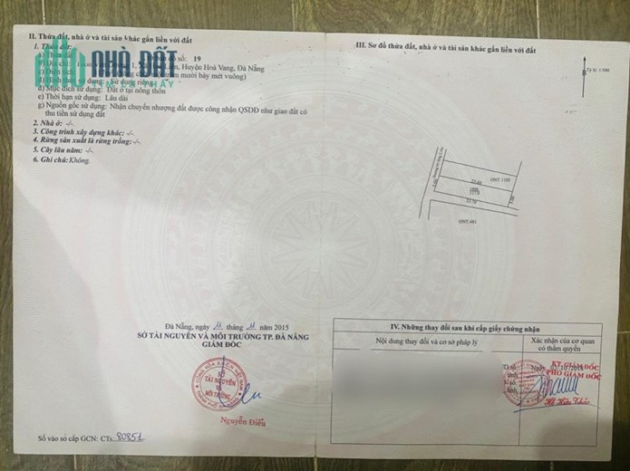 CHÍNH CHỦ CẦN BÁN LÔ ĐẤT Vị Trí Đắc Địa Tại Thôn Vân Dương,Xã Hòa Liên, Hòa Vang, Đà Nẵng