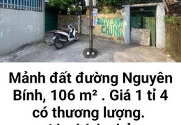 Chính chủ bán mảnh đất 106m2 số 1/14 đường Nguyễn Bính, phường Trần Quang Khải, TP.Nam Định