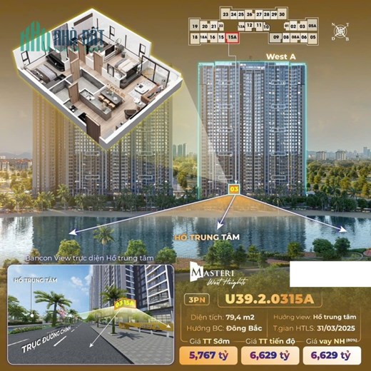 Cần bán căn 3PN chỉ từ 5.7x tỷ HTLS 0% 21 tháng htro vay 80% hướng mát