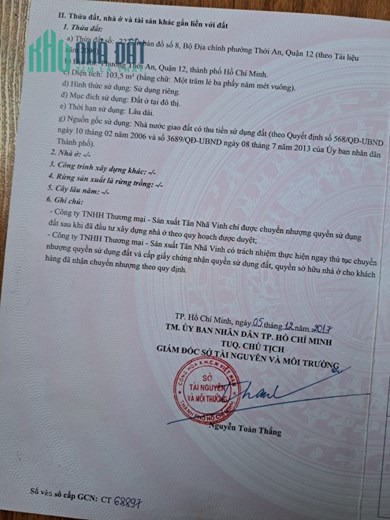 Bán lô đất đẹp khu nhà phố Tân Nhã Vinh đường Lê Thị Riêng, P.Thới An, Q12