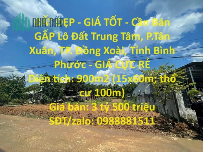 ĐẤT ĐẸP - GIÁ TỐT - Cần Bán GẤP Lô Đất Trung Tâm, P.Tân Xuân, TP. Đồng Xoài, Tỉnh Bình Phước - GIÁ