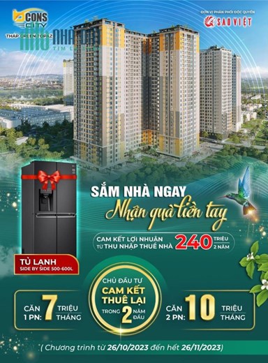 SỞ HỮU CĂN HỘ BCONS CITY CHỈ TỪ 180 TRIỆU CHO CĂN 2PN 2WC. CAM KẾT THUÊ LẠI 10TR/THÁNG.