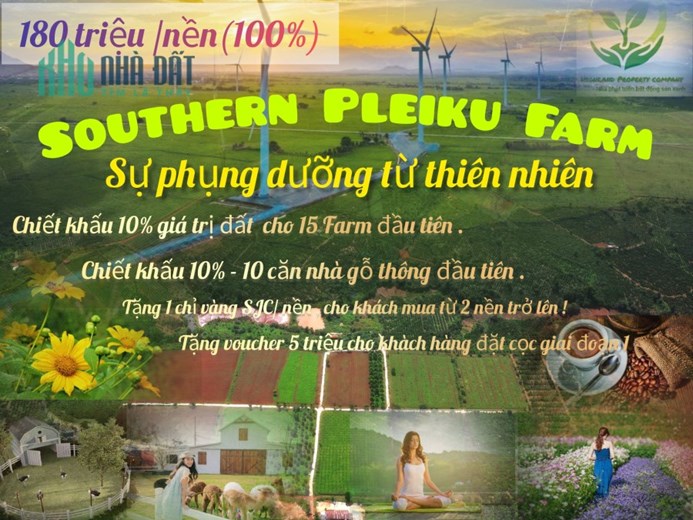 Bán đất  trong nông trại Southern Pleiku Farm giá 200 triệu/1000m2 CK 10%